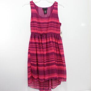 Attention Womens Pink Striped Fit and Flare Dress Scoop Neck Sleeveless M NWT